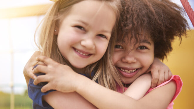 Girls hugging